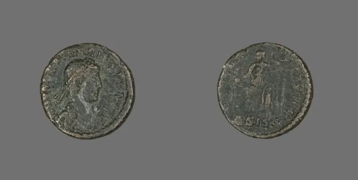 Framed Print : Coin Portraying Emperor Valentinian II, 375-392. Creator: Unknown