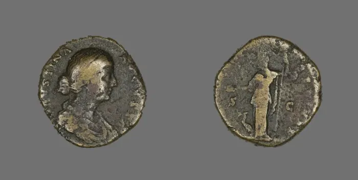 Framed Print : Coin Portraying Empress Faustina the Younger, 161-176. Creator: Unknown Framed Print : Coin Portraying Empress Faustina the Younger, 161-176. Creator: Unknown