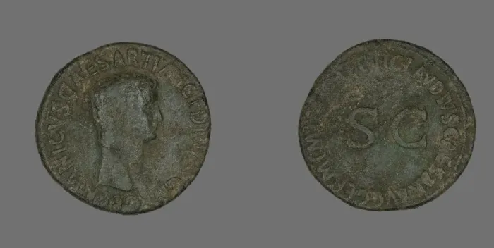 Framed Print : As (Coin) Portraying Germanicus, 50-54. Creator: Unknown Framed Print : As (Coin) Portraying Germanicus, 50-54. Creator: Unknown