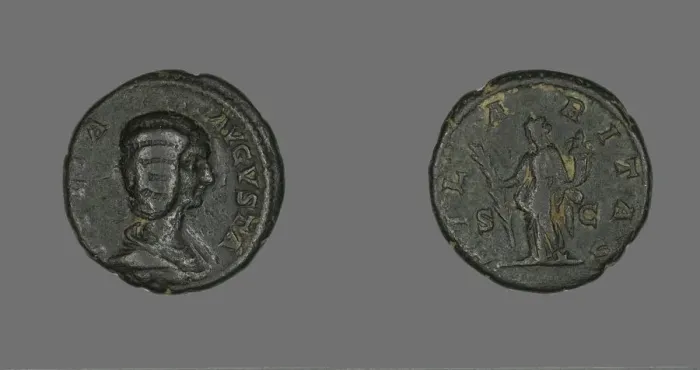 Framed Print : Coin Portraying Julia, before 217. Creator: Unknown Framed Print : Coin Portraying Julia, before 217. Creator: Unknown