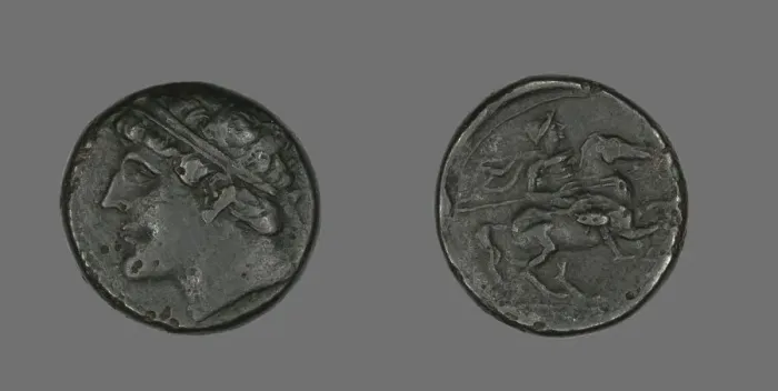 Framed Print : Coin Portraying King Hieron II, 274-216 BCE (Reign of Heiron II). Creator: Unknown