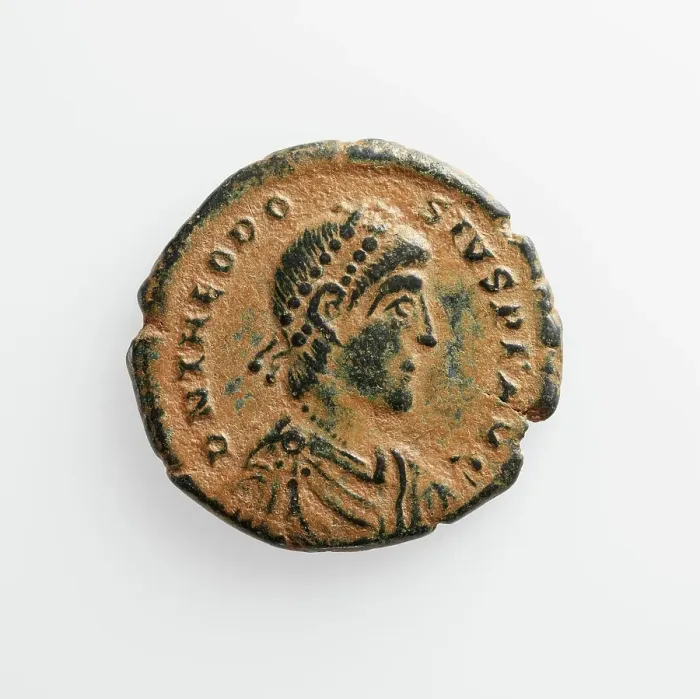 Framed Print : Coin with Theodosius I, A.D. 379-395. Creator: Unknown Framed Print : Coin with Theodosius I, A.D. 379-395. Creator: Unknown
