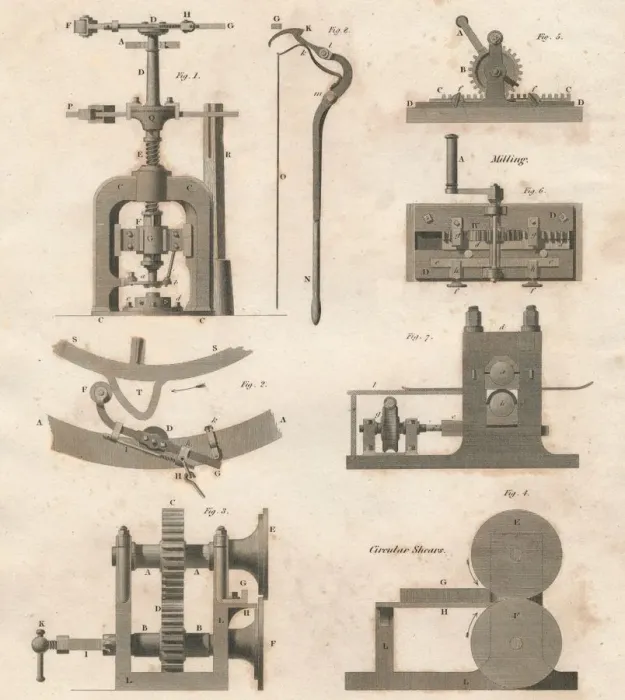 Framed Print : Coining - Machines used in the Mint, 1818 Framed Print : Coining - Machines used in the Mint, 1818