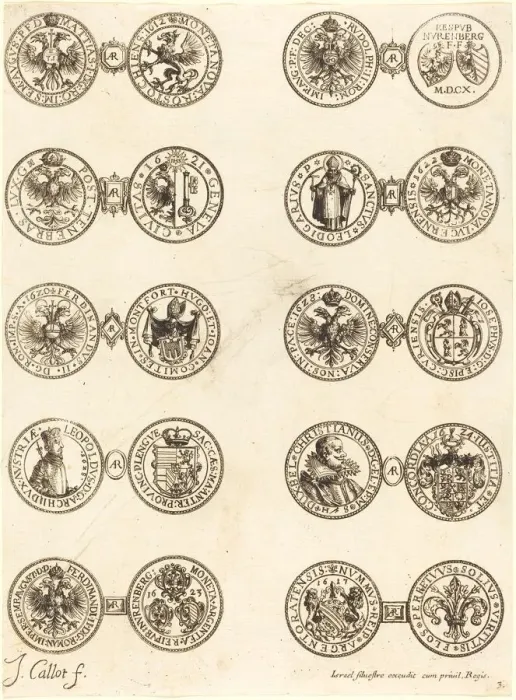 Framed Print : Coins [plate 3]. Creator: Jacques Callot