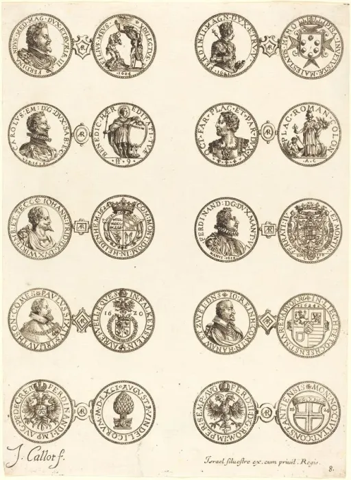 Framed Print : Coins [plate 8]. Creator: Jacques Callot