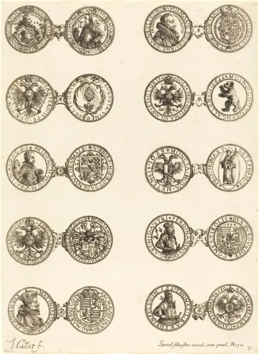 Framed Print : Coins [plate 9]. Creator: Jacques Callot