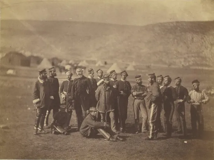 Framed Print : Col. Doherty, Officers and Men. 13th Light Dragoons. 1855. Creator: Roger Fenton Framed Print : Col. Doherty, Officers and Men. 13th Light Dragoons. 1855. Creator: Roger Fenton