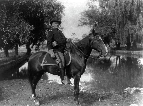 Col. Richard Henry Pratt on horseback, founder and superintendant of the... Carlisle, Pa. 1901. Creator: Frances Benjamin Johnston