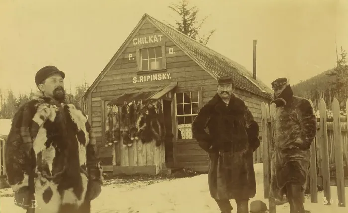 Framed Print : Col Ripinski & PO at Chilkat []  / , 1894 and 1895. Creator: Alfred Lee Broadbent. Col Ripinski & PO at Chilkat []  / , 1894 and 1895. Creator: Alfred Lee Broadbent