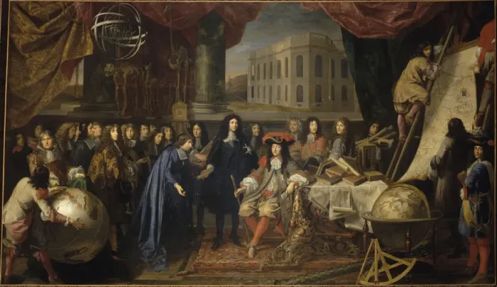 Framed Print : Colbert Presenting the Members of the Royal Academy of Sciences to Louis XIV in 1667, c Framed Print : Colbert Presenting the Members of the Royal Academy of Sciences to Louis XIV in 1667, c