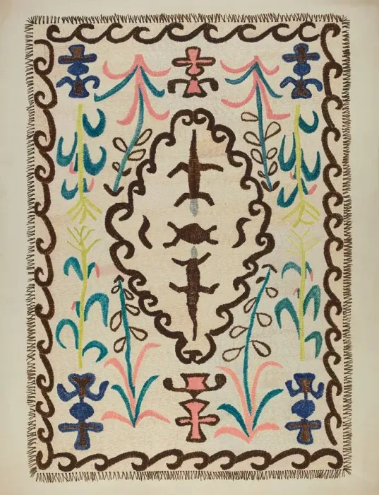 Framed Print : Colcha, c. 1937. Creator: Marjery Parish Framed Print : Colcha, c. 1937. Creator: Marjery Parish