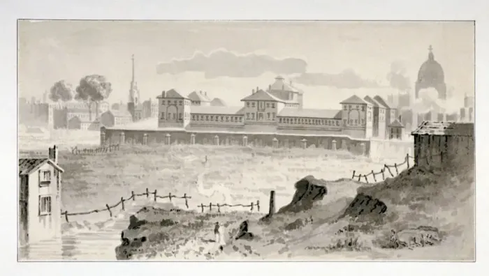 Framed Print : Cold Bath Fields Prison, Finsbury, London, c1810 Framed Print : Cold Bath Fields Prison, Finsbury, London, c1810