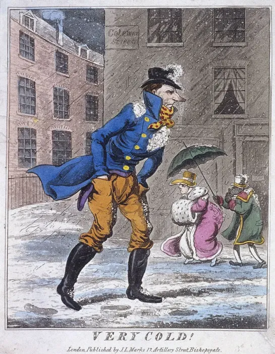 Framed Print : Very Cold!, Coleman Street, London, c1825 Framed Print : Very Cold!, Coleman Street, London, c1825