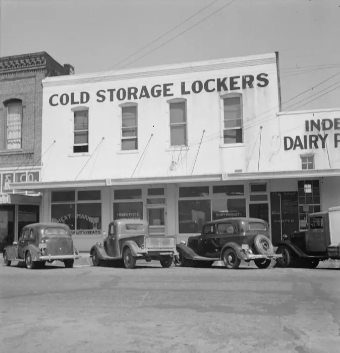 Framed Print : Cold storage lockers where farmers store meat and vegetables... Independence, Oregon, 1939. Creator: Dorothea Lange Framed Print : Cold storage lockers where farmers store meat and vegetables... Independence, Oregon, 1939. Creator: Dorothea Lange
