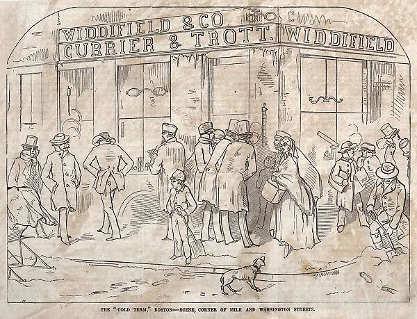 The Cold Term, Boston - Scene, Corner Milk and Washington Streets, 1858