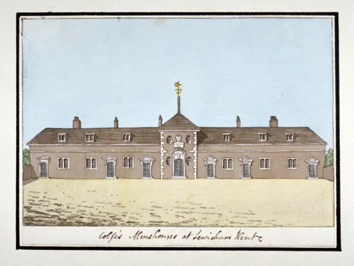Framed Print : Colfes Almshouses in Lewisham, London, c1795 Framed Print : Colfes Almshouses in Lewisham, London, c1795