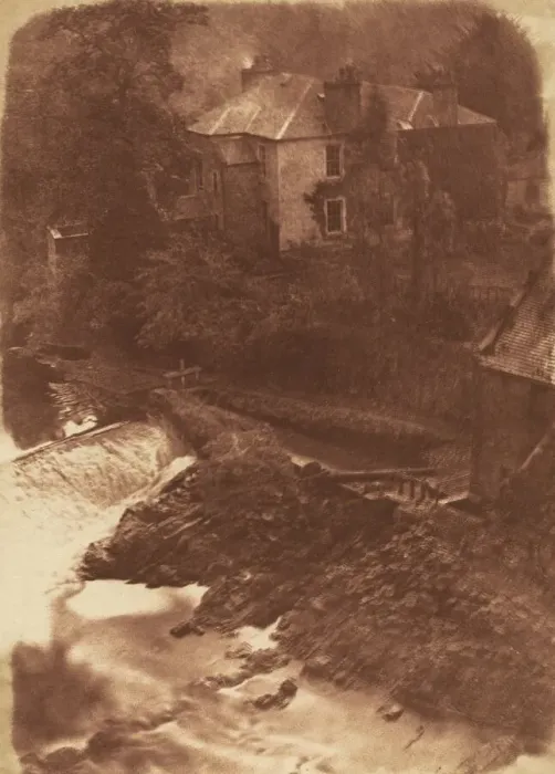 Framed Print : Colinton Manse and weir, with part of the old mill on the right, 1846 Framed Print : Colinton Manse and weir, with part of the old mill on the right, 1846