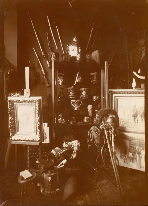 Framed Print : Collection of Military Artifacts, 1880s. Creator: Unknown Framed Print : Collection of Military Artifacts, 1880s. Creator: Unknown