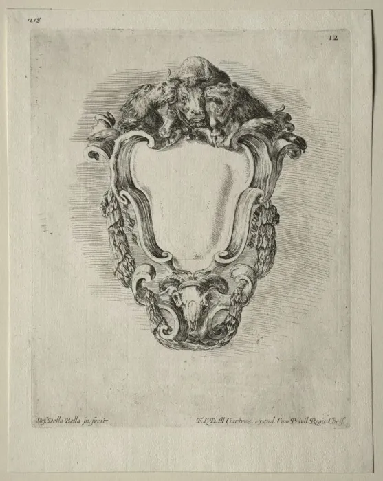 Framed Print : Collection of Various Caprices and New Designs of Cartouches and Ornaments: No 12 Framed Print : Collection of Various Caprices and New Designs of Cartouches and Ornaments: No 12