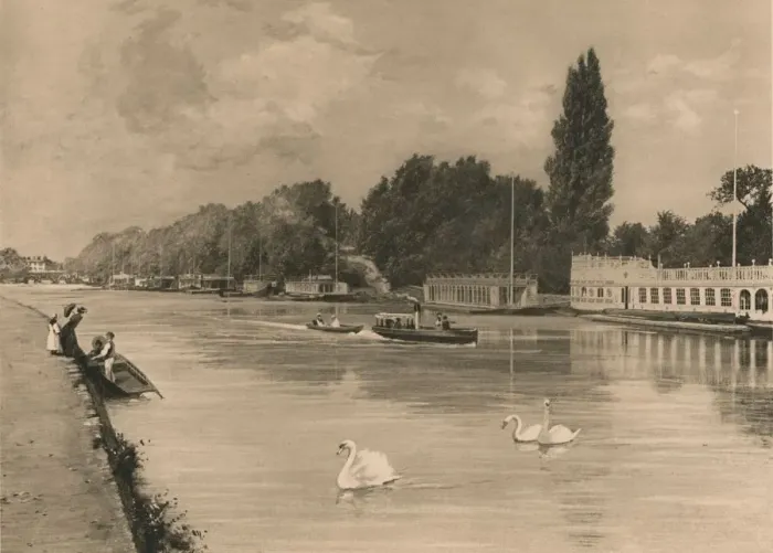 Framed Print : The College Barges at Oxford, 1902 Framed Print : The College Barges at Oxford, 1902