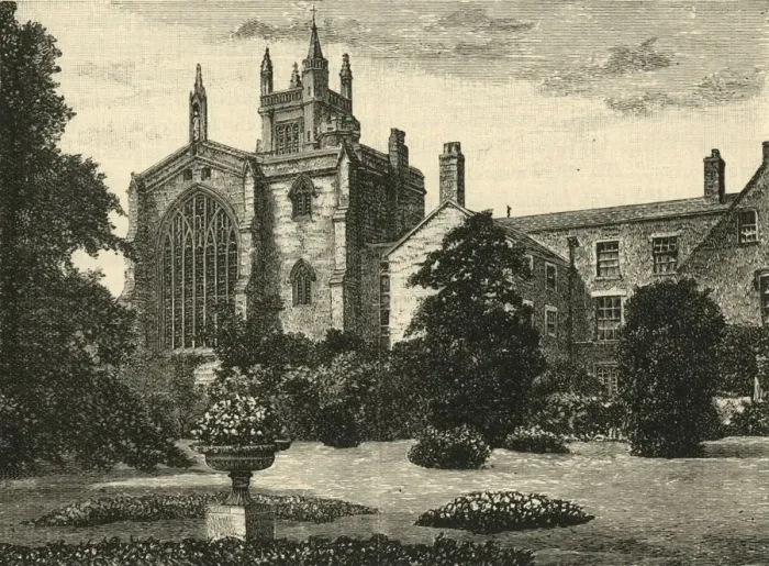 Framed Print : The College Chapel, from the Wardens Gardens, 1898. Creator: Unknown Framed Print : The College Chapel, from the Wardens Gardens, 1898. Creator: Unknown