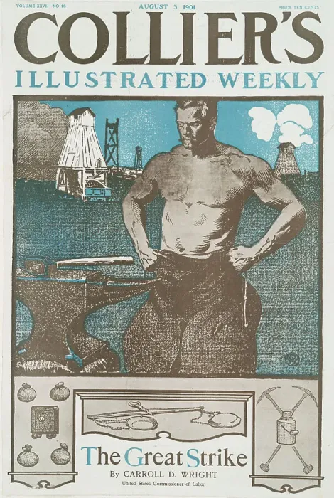 Framed Print : Collier's Illustrated Weekly, The Great Strike By Carrol D. Wright, United States... c1901. Creator: Edward Penfield Framed Print : Collier's Illustrated Weekly, The Great Strike By Carrol D. Wright, United States... c1901. Creator: Edward Penfield