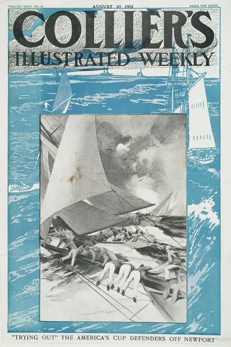 Framed Print : Collier's Illustrated Weekly, Trying Out The America's Cup Defenders Off Newport... c1901. Creator: Edward Penfield. Collier's Illustrated Weekly, Trying Out The America's Cup Defenders Off Newport... c1901. Creator: Edward Penfield Framed Print : Collier's Illustrated Weekly, Trying Out The America's Cup Defenders Off Newport... c1901. Creator: Edward Penfield. Collier's Illustrated Weekly, Trying Out The America's Cup Defenders Off Newport... c1901. Creator: Edward Penfield