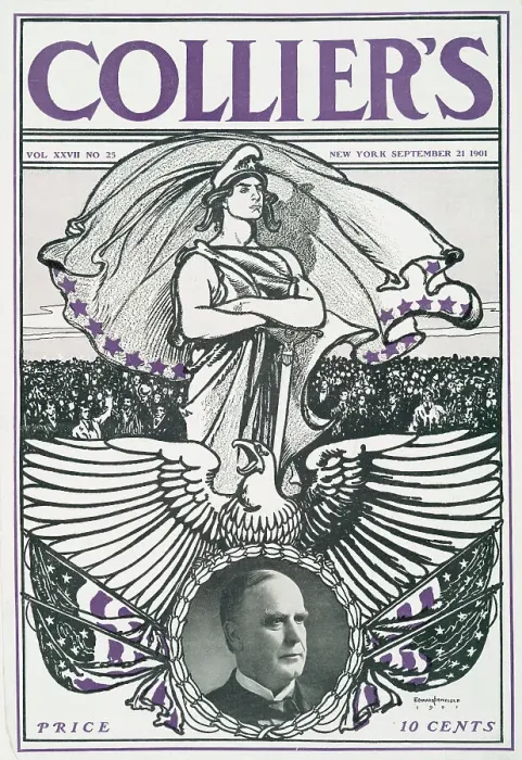 Framed Print : Collier's, Vol XXVII No. 25 New York September 21, 1901, Price 10 Cents, c1890 - 1907. Creator: Edward Penfield Framed Print : Collier's, Vol XXVII No. 25 New York September 21, 1901, Price 10 Cents, c1890 - 1907. Creator: Edward Penfield