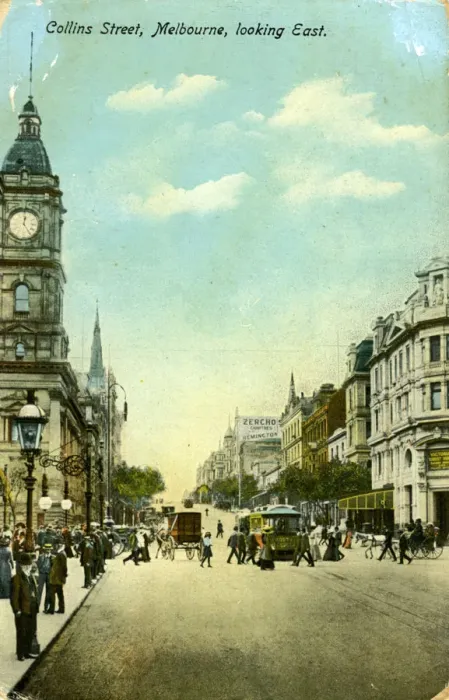 Framed Print : Collins Street, looking east, Melbourne, Victoria, Australia, c1900s(?) Framed Print : Collins Street, looking east, Melbourne, Victoria, Australia, c1900s(?)