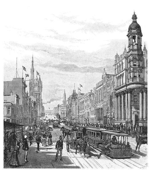 Collins Street looking east, Melbourne, Victoria, Australia, 1886. Artist: JR Ashton