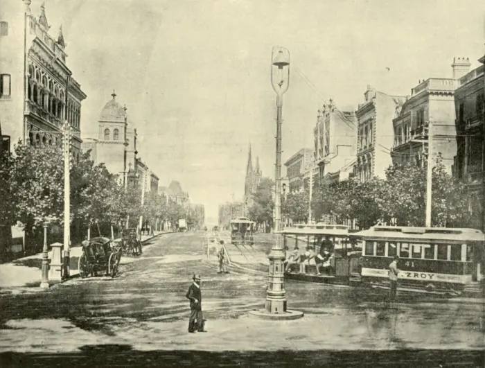 Framed Print : Collins Street, Melbourne, from the Treasury Buildings, 1901. Creator: Unknown Framed Print : Collins Street, Melbourne, from the Treasury Buildings, 1901. Creator: Unknown
