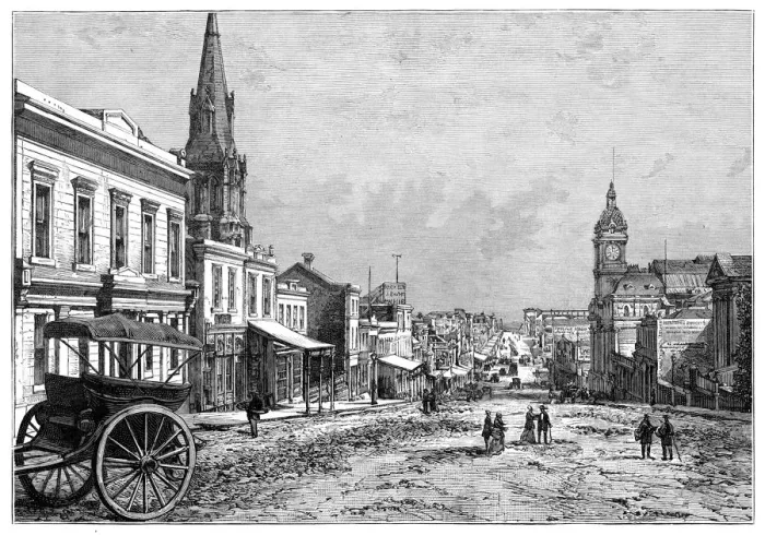 Framed Print : Collins Street, Melbourne, Victoria, Australia, 19th century Framed Print : Collins Street, Melbourne, Victoria, Australia, 19th century