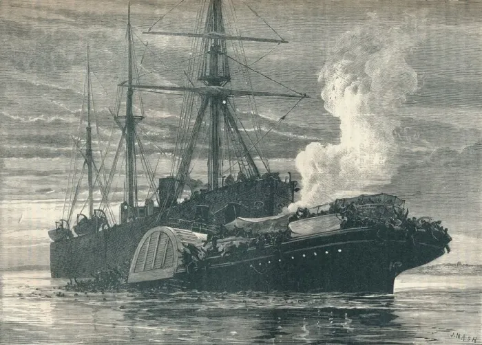 Framed Print : Collision of the Bywell Castle with the Princess Alice, 1878 (1906). Artist: J Nash Framed Print : Collision of the Bywell Castle with the Princess Alice, 1878 (1906). Artist: J Nash