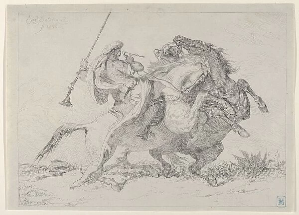 Collision of Moorish Horsemen, 1834. 1834. Creator: Eugene Delacroix