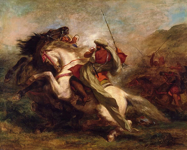 Collision of the Moorish Horsemen, 1843-1844. Creator: Eugene Delacroix