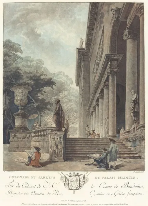 Framed Print : Colonade et Jardins du Palais Medicis (Colonnade and Gardens of the Medici Palace), c Framed Print : Colonade et Jardins du Palais Medicis (Colonnade and Gardens of the Medici Palace), c