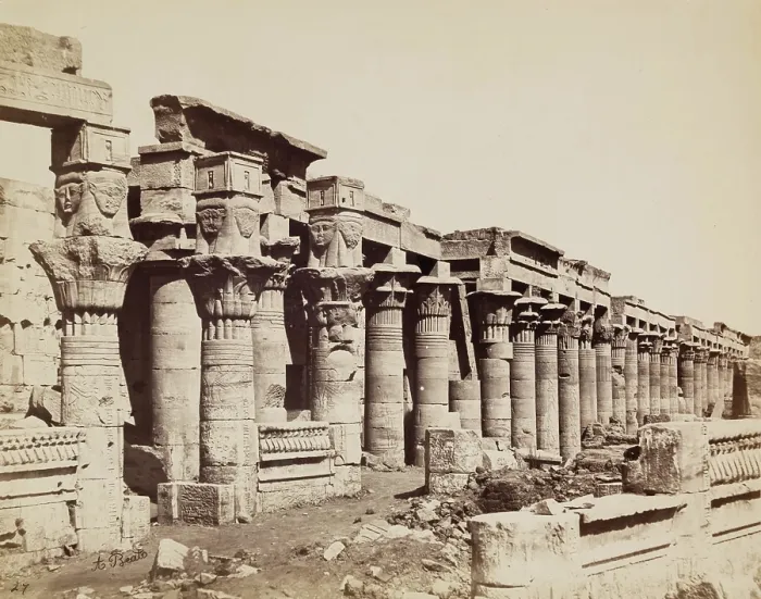 Framed Print : Colonade of the Temple of Isis on the Island of Philae, between 1860 and 1903. Creator: Antonio Beato Framed Print : Colonade of the Temple of Isis on the Island of Philae, between 1860 and 1903. Creator: Antonio Beato