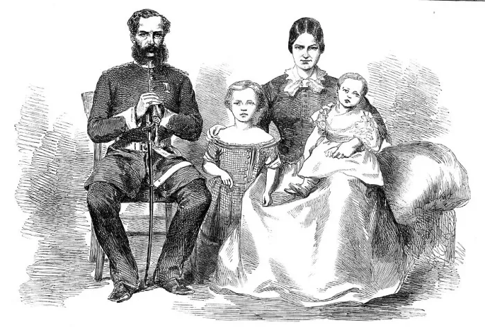 Framed Print : Colonel Inglis, the Commandant at Lucknow, and Mrs. Inglis and family, 1857. Creator: Unknown Framed Print : Colonel Inglis, the Commandant at Lucknow, and Mrs. Inglis and family, 1857. Creator: Unknown