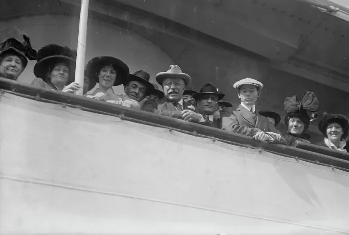 Framed Print : Colonel Roosevelt on SS Vandyck - departure 10 / 4 / 13, 1913. Creator: Bain News Service Framed Print : Colonel Roosevelt on SS Vandyck - departure 10 / 4 / 13, 1913. Creator: Bain News Service