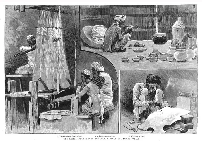 Framed Print : The Colonial Exhibition, Indian section, native industries, 1886. Creator: Unknown Framed Print : The Colonial Exhibition, Indian section, native industries, 1886. Creator: Unknown