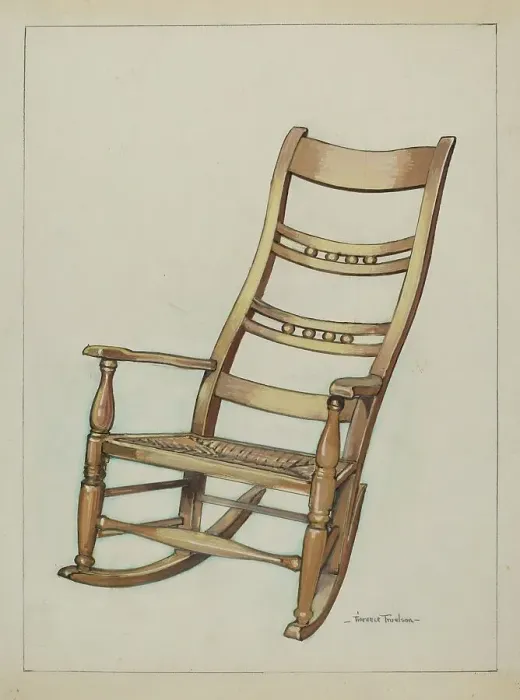 Framed Print : Colonial Rocking Chair, c. 1937. Creator: Florence Truelson Framed Print : Colonial Rocking Chair, c. 1937. Creator: Florence Truelson