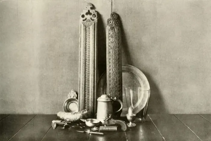 Framed Print : Other Colonial Utensils, c17th century, (1937). Creator: Unknown Framed Print : Other Colonial Utensils, c17th century, (1937). Creator: Unknown