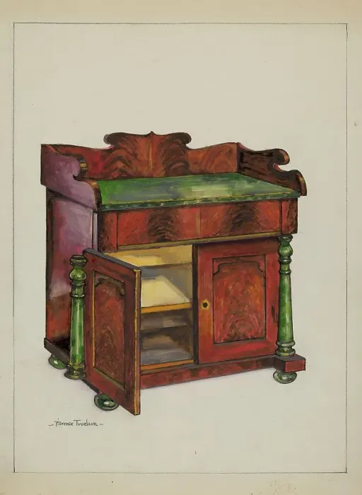 Framed Print : Colonial Wash Stand, c. 1937. Creator: Florence Truelson Framed Print : Colonial Wash Stand, c. 1937. Creator: Florence Truelson