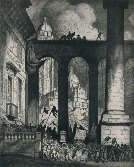 Framed Print : The Colonnade, 1914, (1922). Creator: William Strang Framed Print : The Colonnade, 1914, (1922). Creator: William Strang