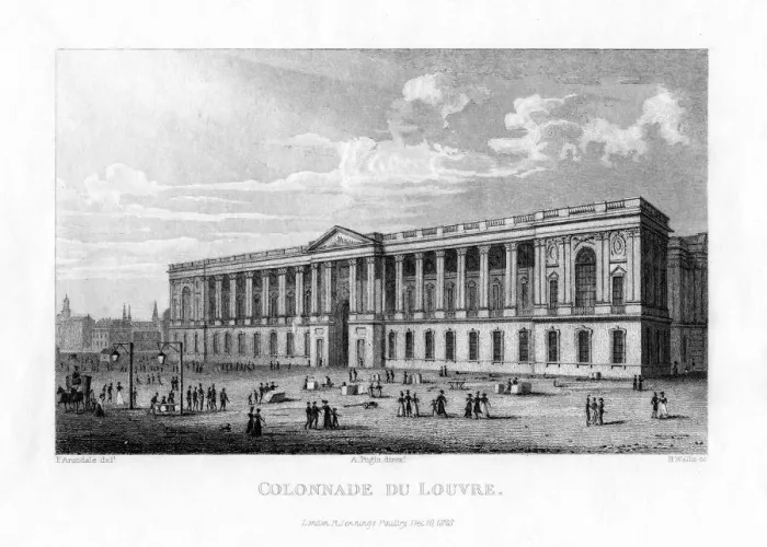 Framed Print : Colonnade du Louvre, Paris, 1828. Artist: H Wallis Framed Print : Colonnade du Louvre, Paris, 1828. Artist: H Wallis