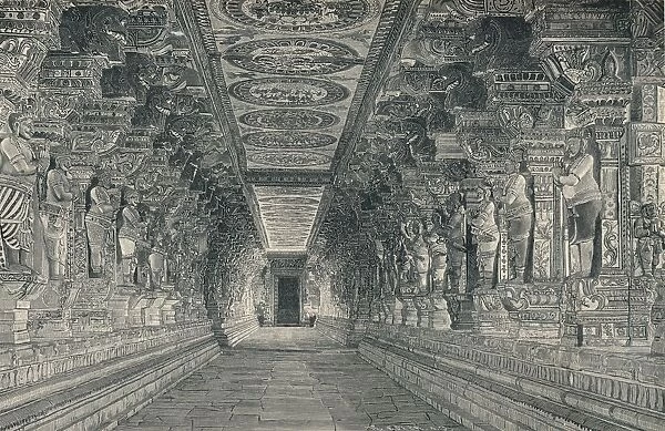 Colonnade in the Interior of the Hindu Temple on the Island of Rameswaram Southern India, c1903, (
