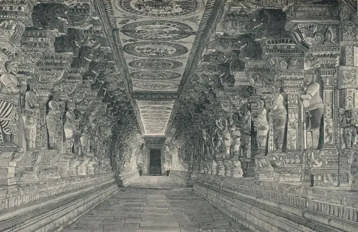 Framed Print : Colonnade in the Interior of the Hindu Temple on the Island of Rameswaram Southern India, c1903, ( Framed Print : Colonnade in the Interior of the Hindu Temple on the Island of Rameswaram Southern India, c1903, (