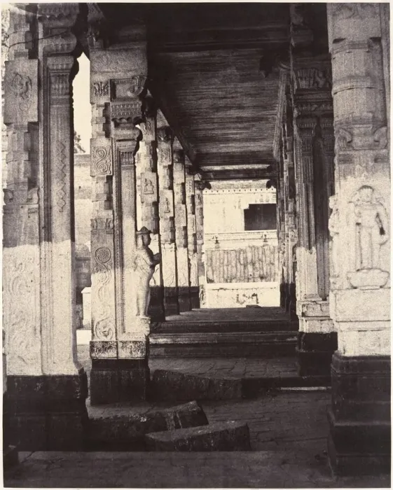Framed Print : Side Colonnade in the Muroothappa Sarvacar Mundapam, January-March 1858. Creator: Captain Linnaeus Tripe Framed Print : Side Colonnade in the Muroothappa Sarvacar Mundapam, January-March 1858. Creator: Captain Linnaeus Tripe