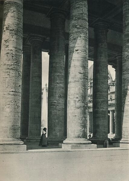 Part of the colonnade at St Peters Square, Rome, Italy, c1926 (1927). Artist: Eugen Poppel