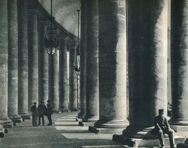Part of the colonnade at St Peters Square, Rome, Italy, 1927. Artist: Eugen Poppel